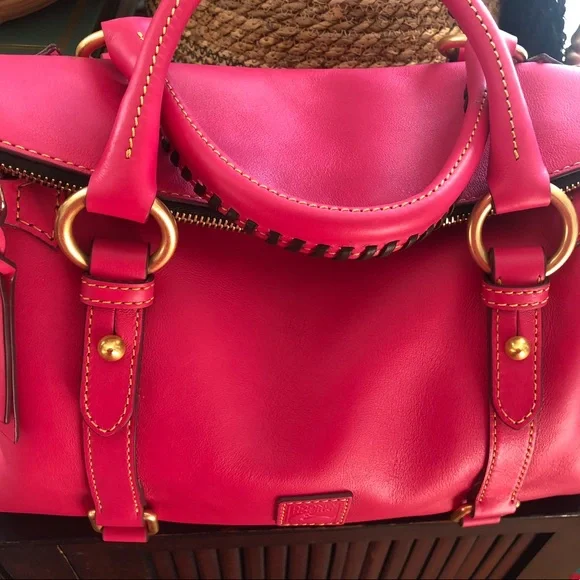 Dooney & Bourke Florentine Small Satchel w/ detachable, strap- FUSHIA - Picture 2 of 9